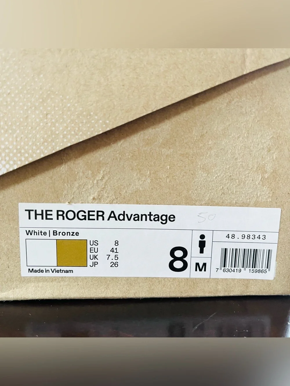 Sz 8 ON The Roger Advantage Men's Running Shoe White/Bronze (Women 9.5) 48.98343 - Picture 7 of 7